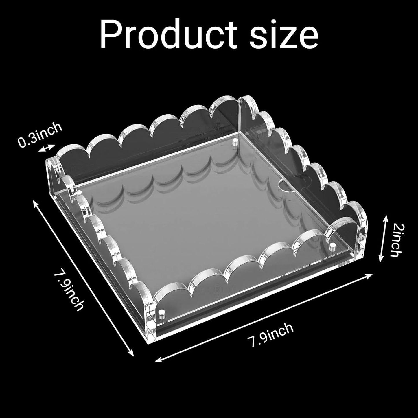 Scalloped Acrylic Tray / 7.9 x 7.9 x 2