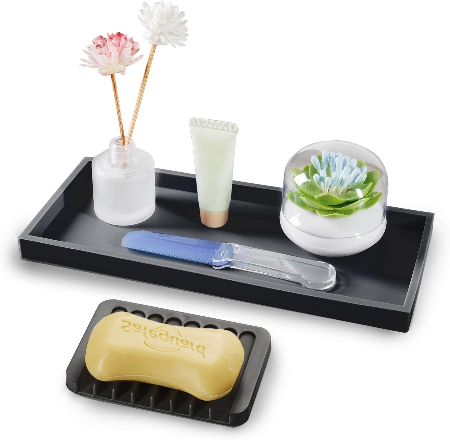 Sink Vanity Trays / Black / 15.7 x 5.9 x 0.9