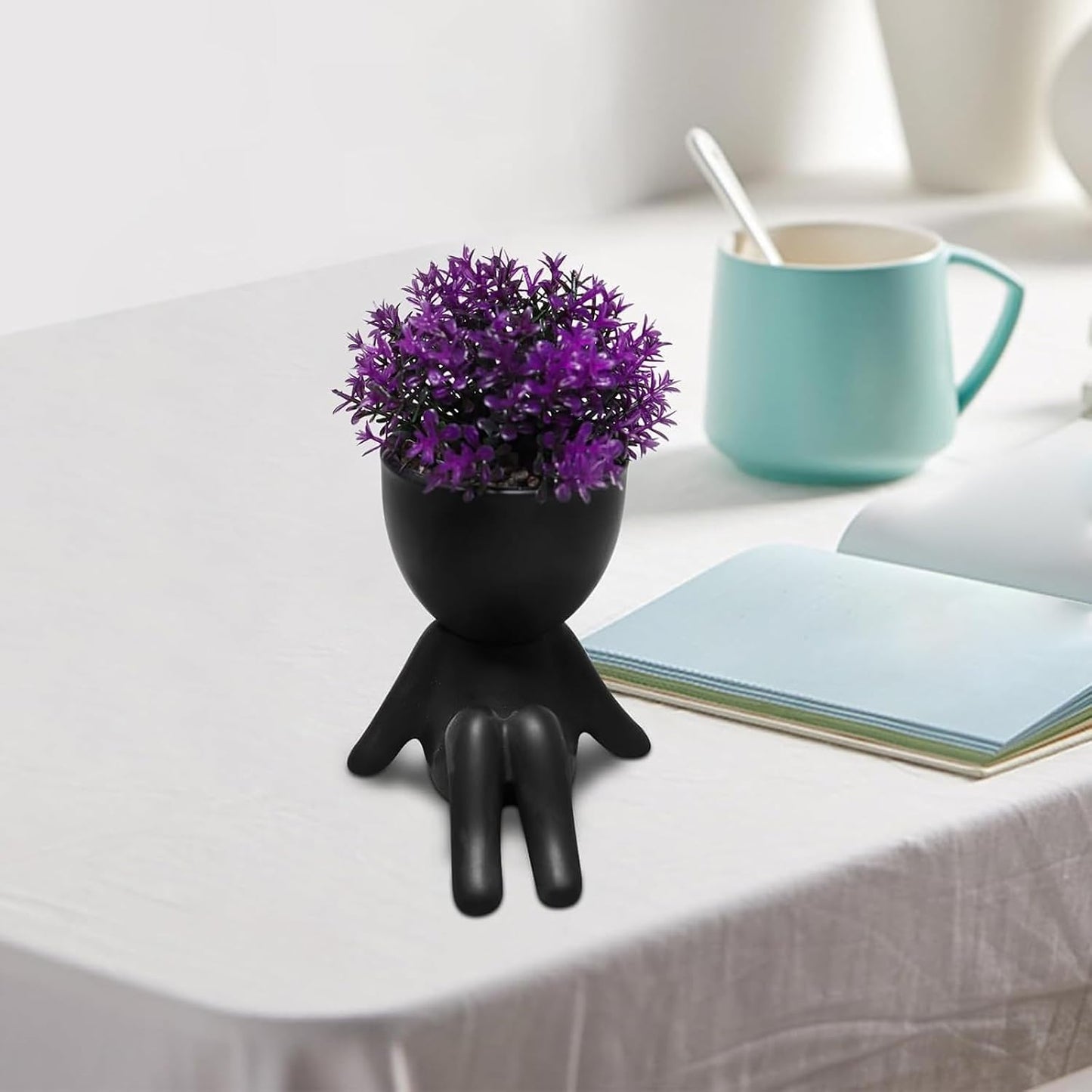 Fake Plants Mini Artificial Greenery Potted Plant / Black-g