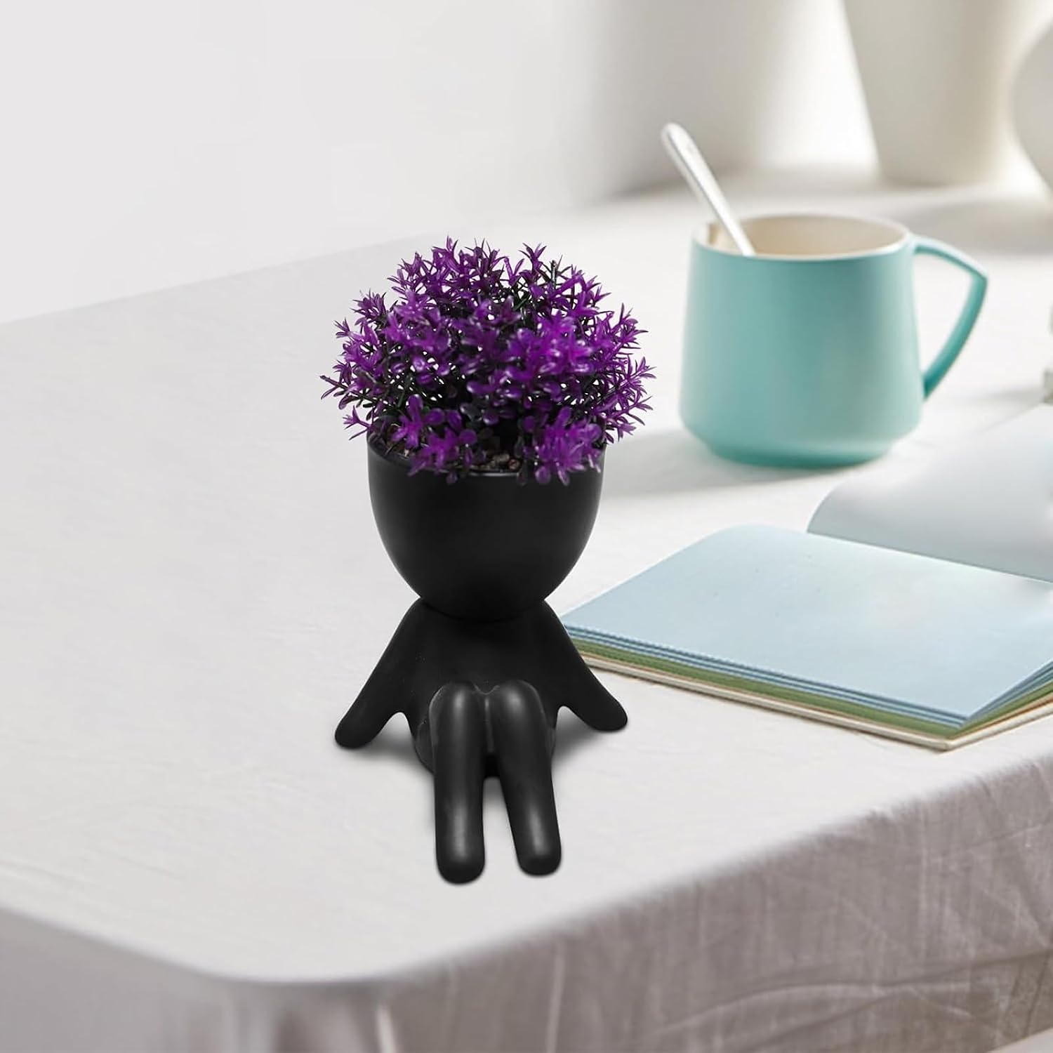 Fake Plants Mini Artificial Greenery Potted Plant / Black-g