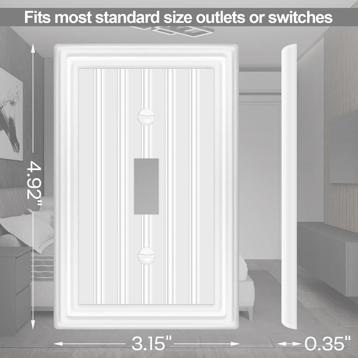 Metal 1 Gang Wall Plate Cover Toggle Switch Plate Off White 6 Pack | Decorative Switch Plates Outlet Cover, Light