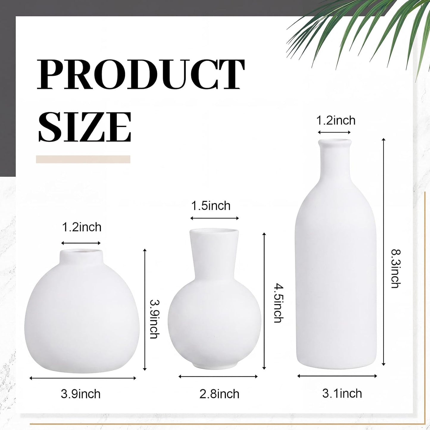 Ceramic Vase Set / White / Set of 6