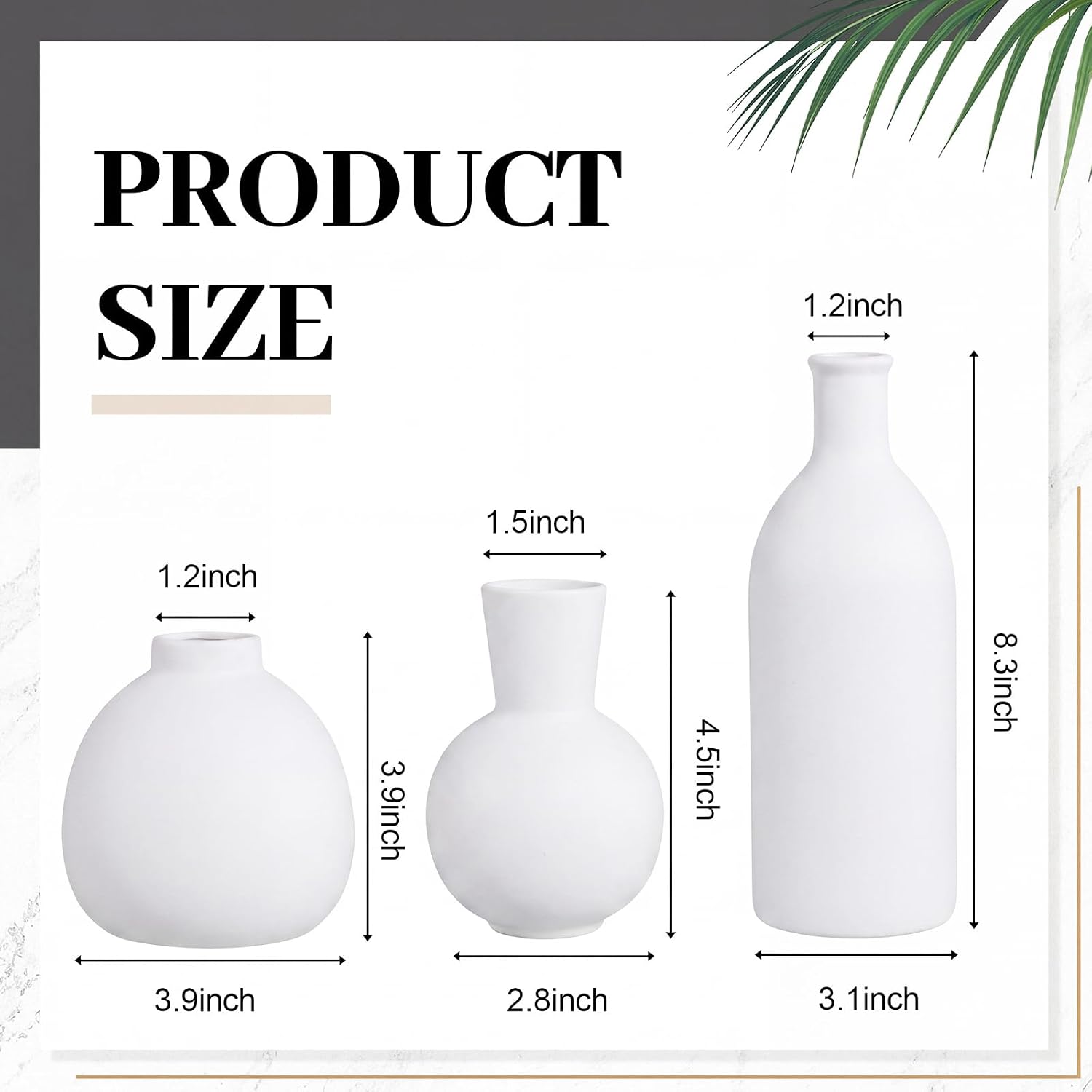 Ceramic Vase Set / White / Set of 6