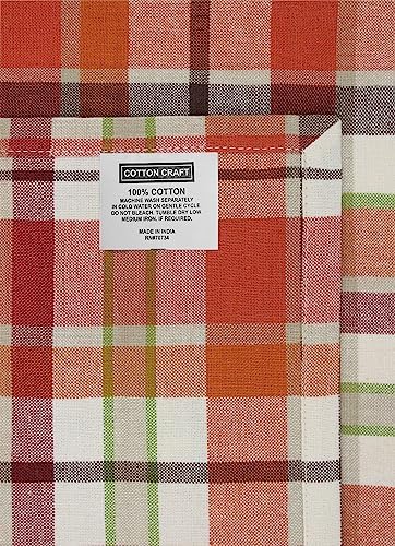 COTTON CRAFT Harvest Plaid Cloth Napkin - 12 Pack 100% Cotton Dinner Napkin