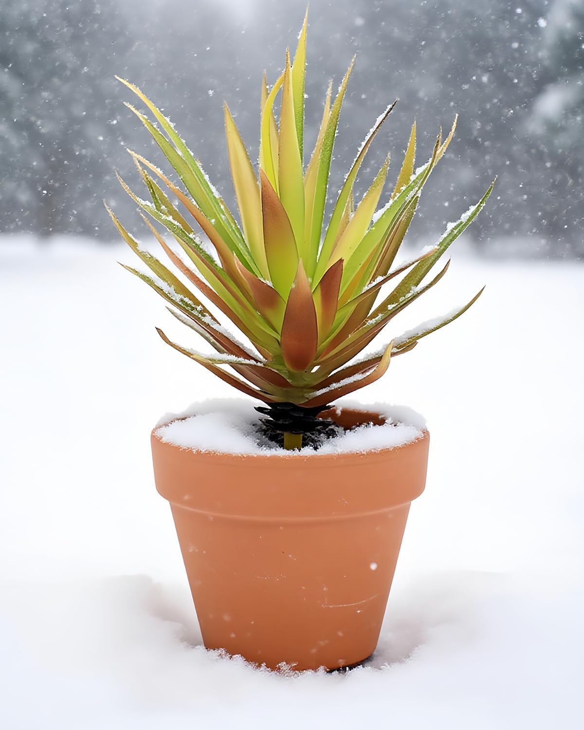 Realistic Artificial Faux Succulent Yucca Vera Greenhouse Small Plants / Autumn Green / Set of 2