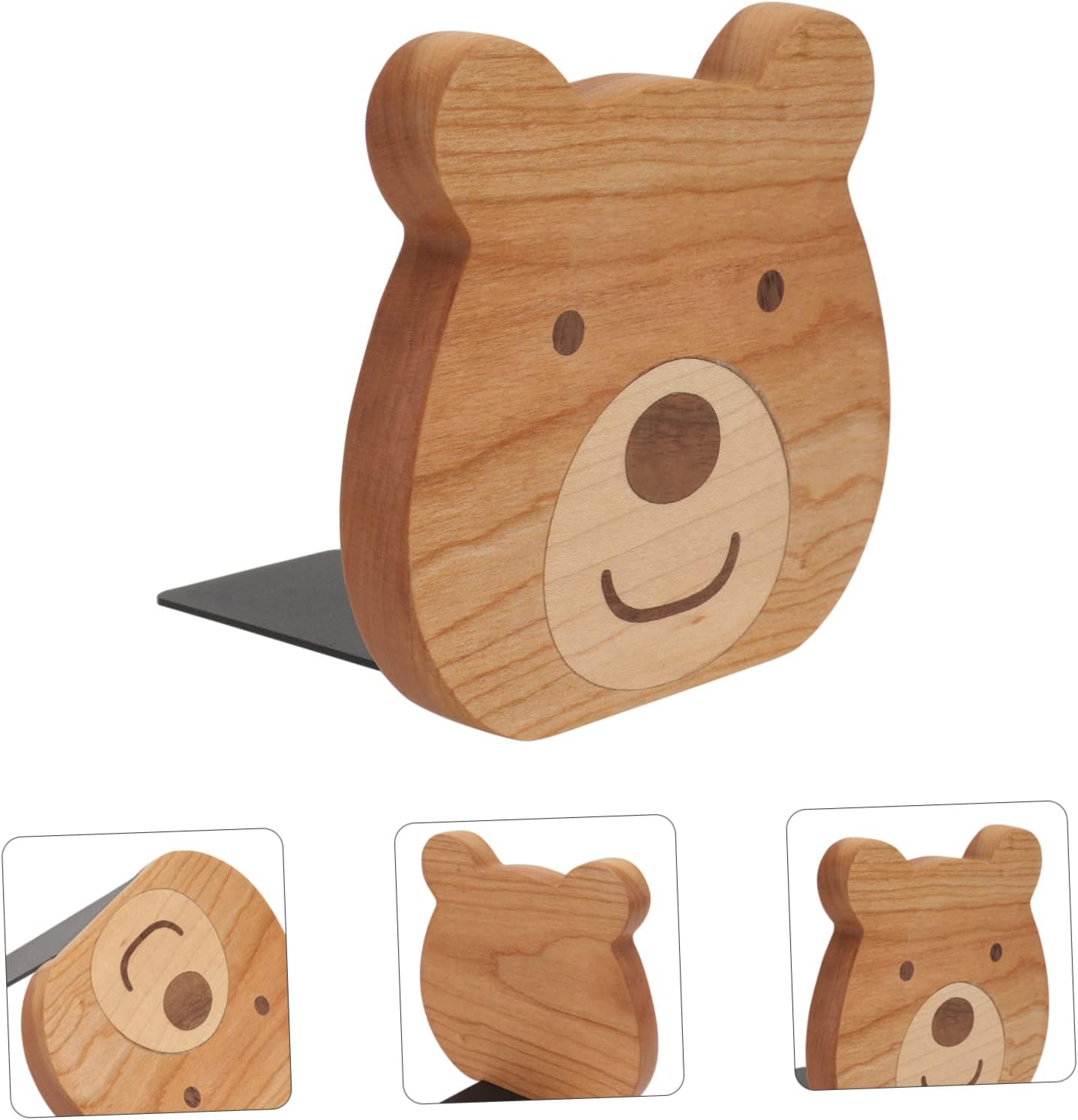 Little Bear Bookli Cartoon Bear Shaped Bookends Wooden Book Stands for Kids Home Office / Set of 2