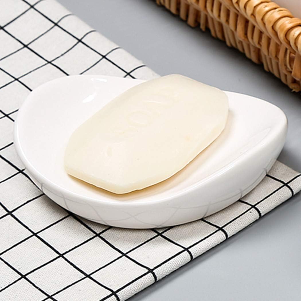 Ceramic Soap Dish Holder / White