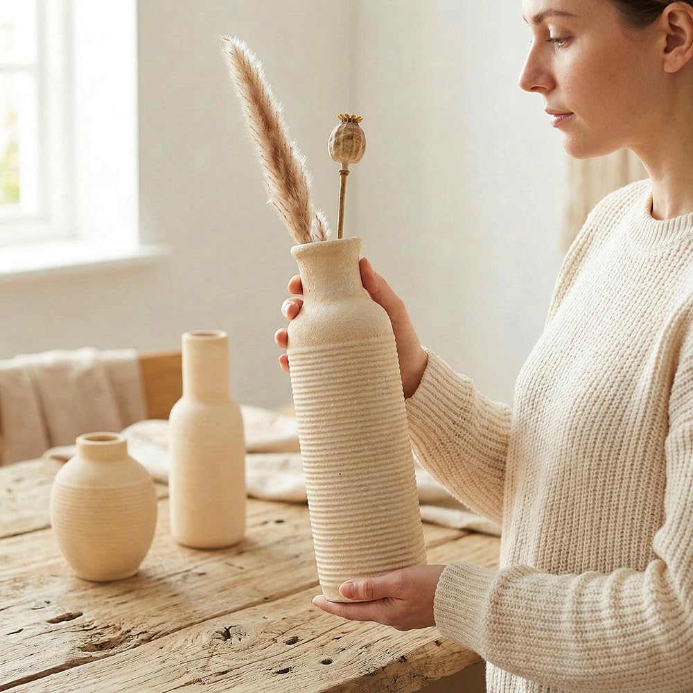 Rustic Farmhouse Vase / White2 / Set of 3