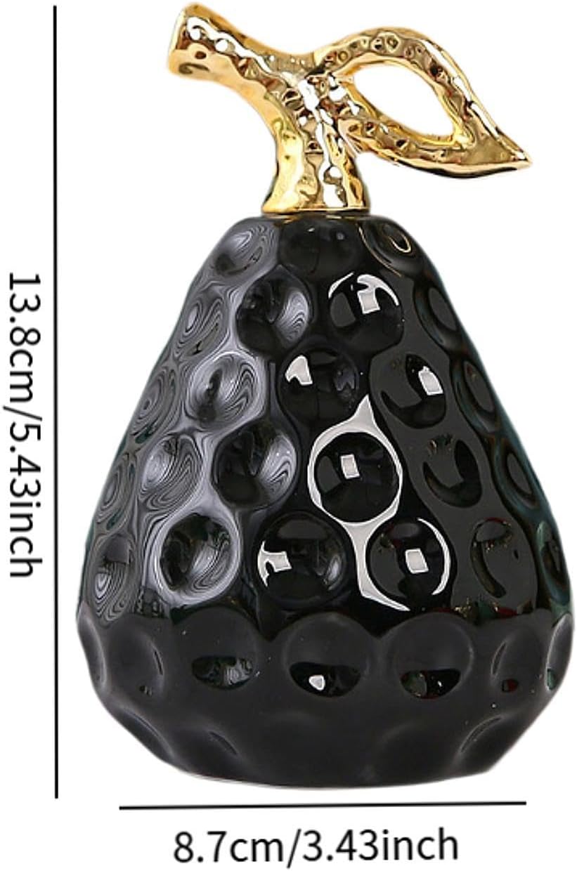 Pear Statue Modern Art Crafts Ceramic Figure Fruit Sculpture / Black