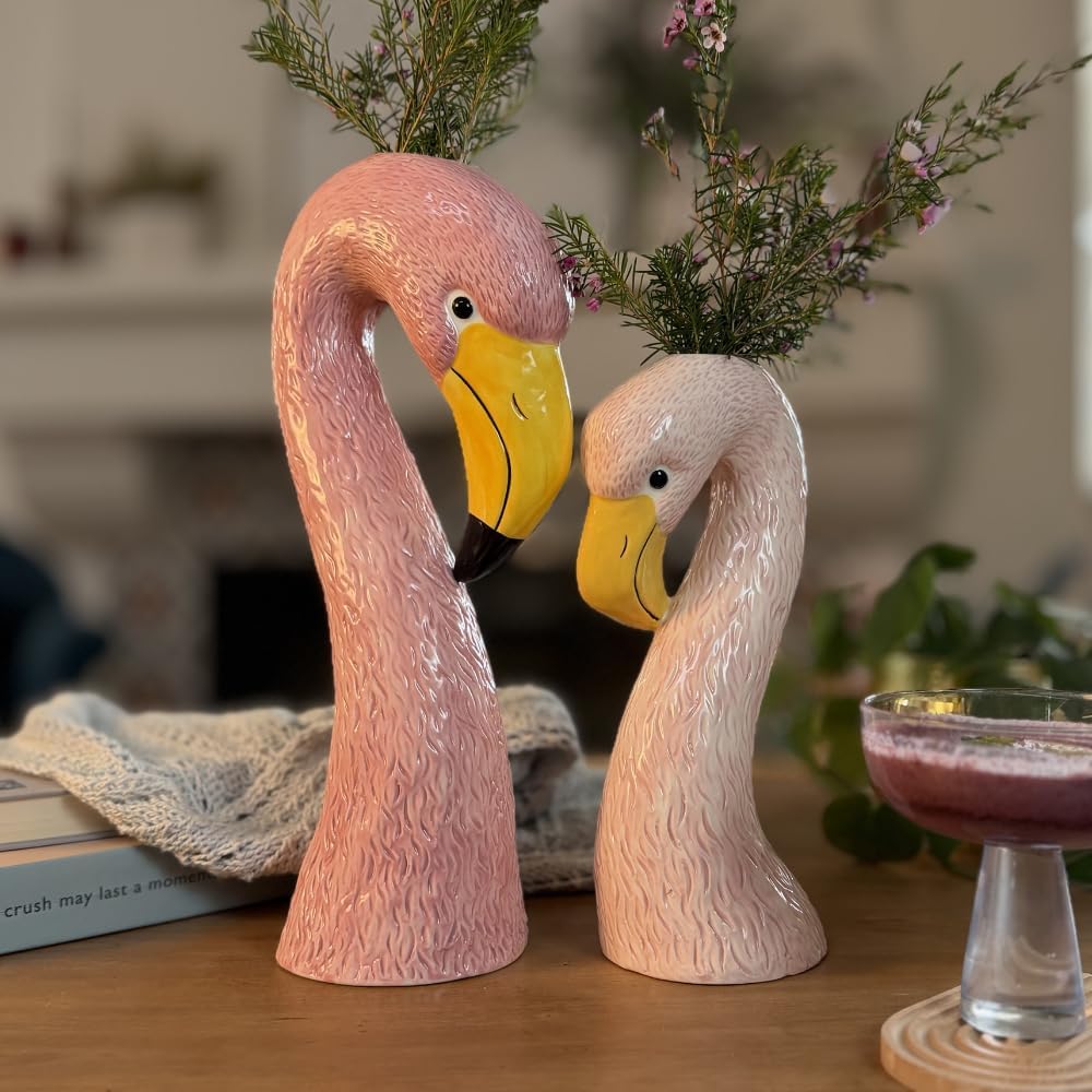 Ceramic Flamingo Vase Duo / Pink