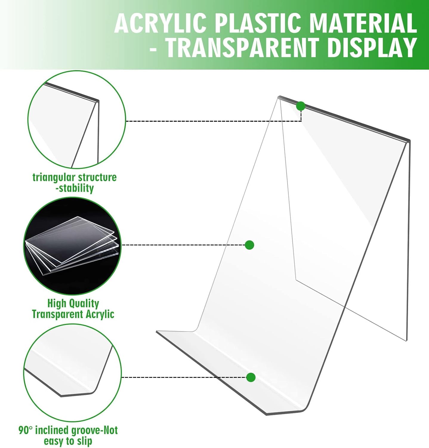 Acrylic Book Stand / Clear 3mm/thick / 4 x 5 / Set of 12