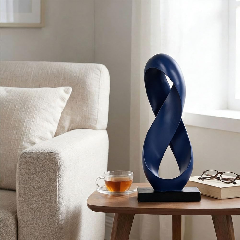 Modern Resin Infinity Loop Statue / Blue