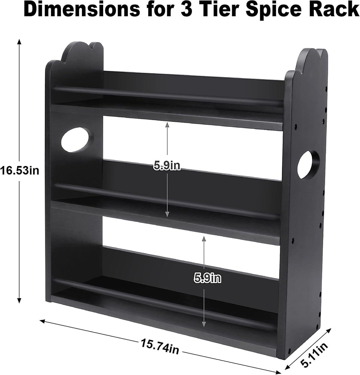 3-Tier Bamboo Spice Rack, Wall Mount & Countertop Spice Organizer | Seasoning Jars Rack Shelf Spice Organizer for