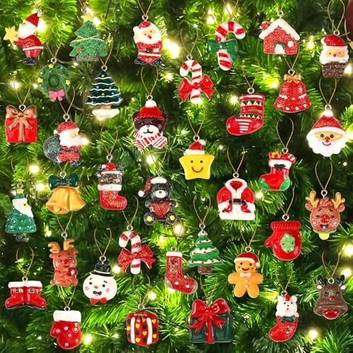 48Pcs Mini Christmas Hanging Ornaments for Tree,Festival Home Decor