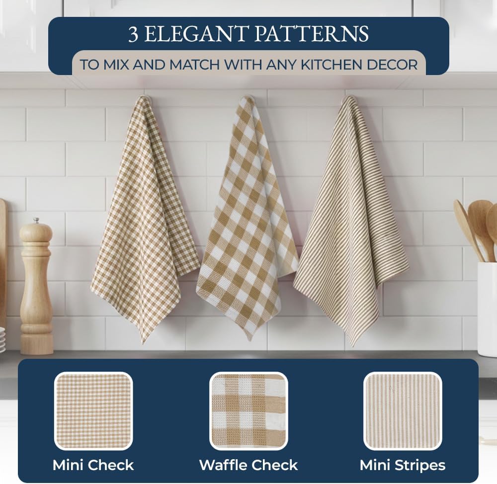 LANE LINEN 20 Piece Kitchen Linen Set - Soft Absorbent Cotton Dish Towels, Reusable Terry Dish Cloths, Flour Sack