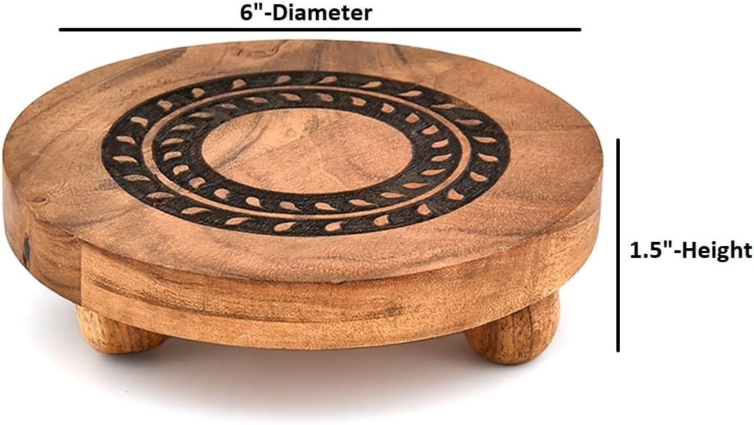 Pedestals Acacia Wood Round Vintage Display Stand / 6 x 6