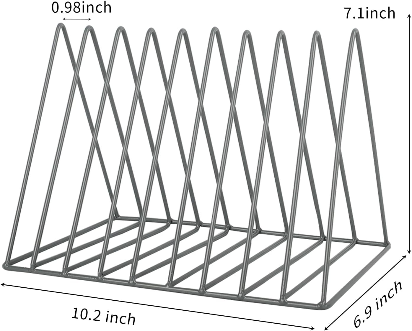 Vinyl Record Holder Storage, 9 Slot Metal Magazine Book Album Display Rack, Stylish Triangle Desktop File Sorter
