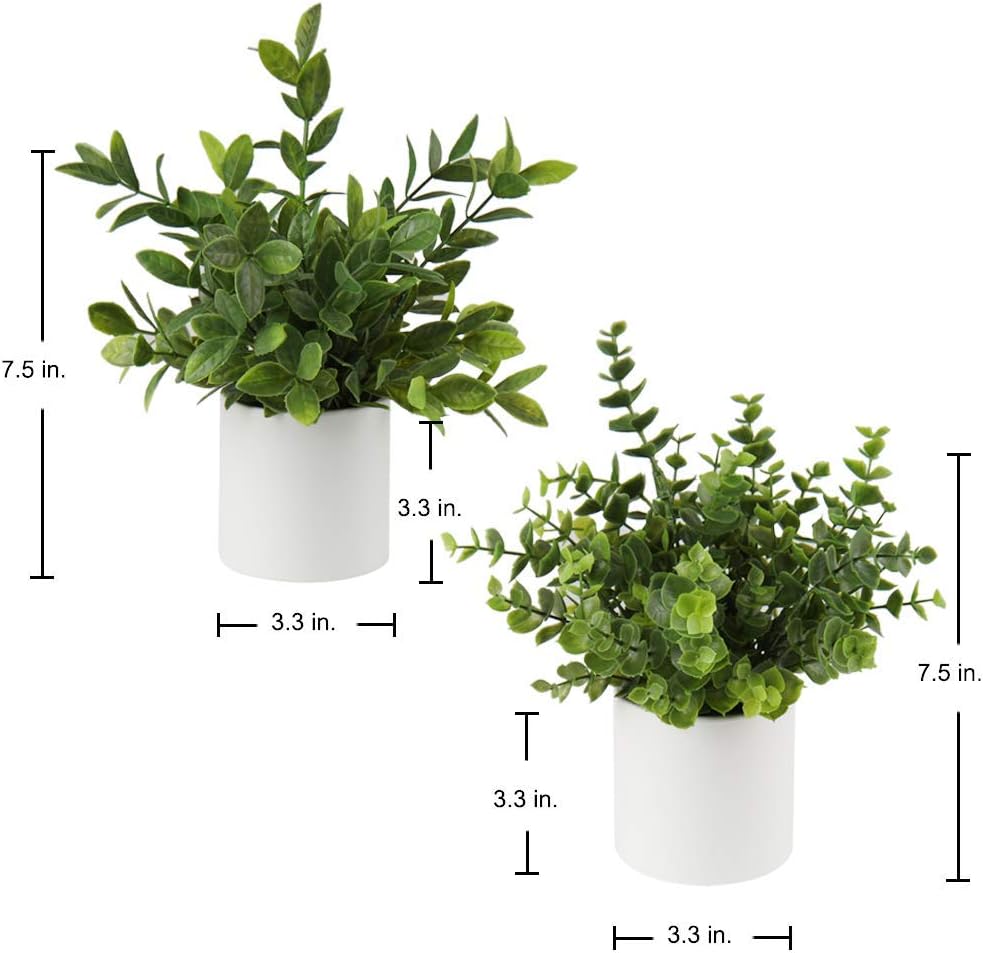 Mini Fake Plants Small Faux Plant Eucalyptus Rosemary Greenery / Faux Green Plants-2 / Set of 2