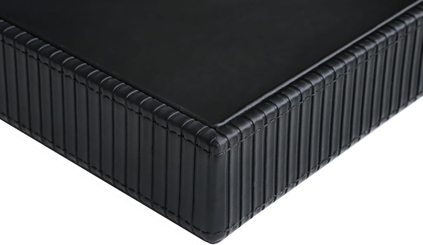 Faux Leather Vanity Tray / Black Stripe / 10.2 x 8.4 x 1.8
