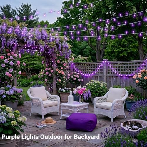 JMEXSUSS 99Ft Purple Halloween Lights, 300 LED Purple Christmas Lights