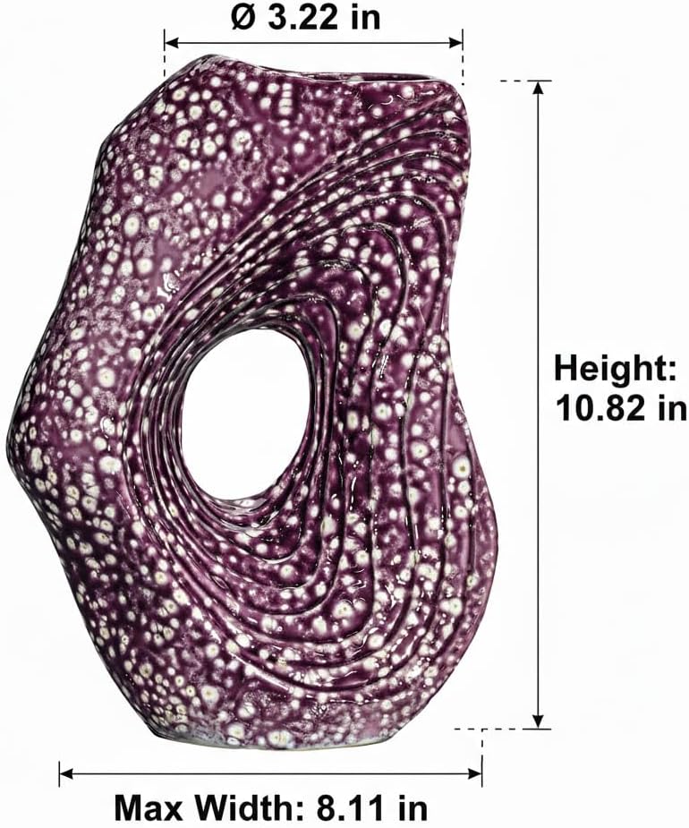 Ceramic Vase / Modern Art Flower Vase / Purple / 11 Inch