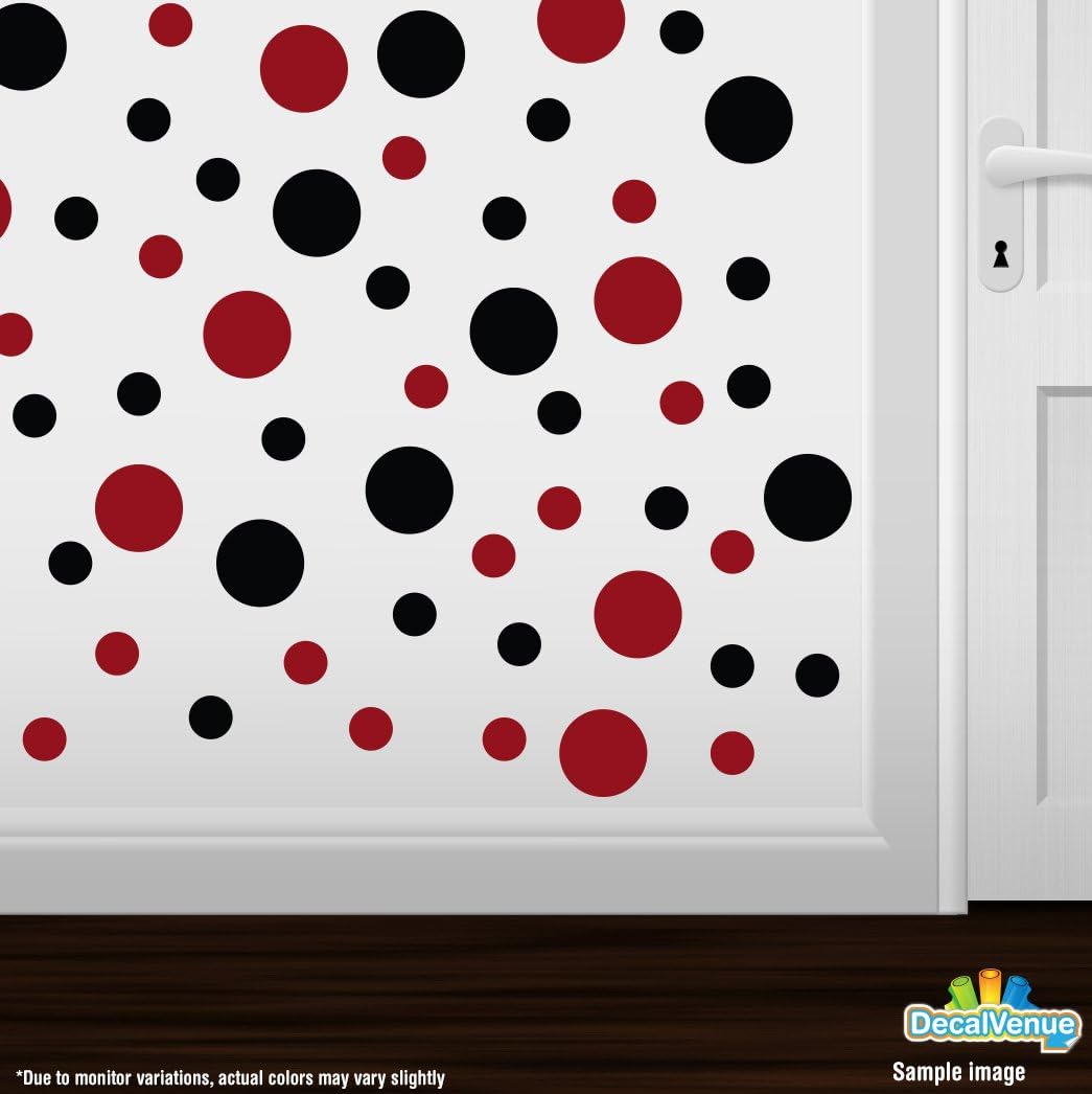 / Red Circles Polka Dots Vinyl Wall Graphic Decals Stickers by Decal / 30 Decals / Black / Set of 30