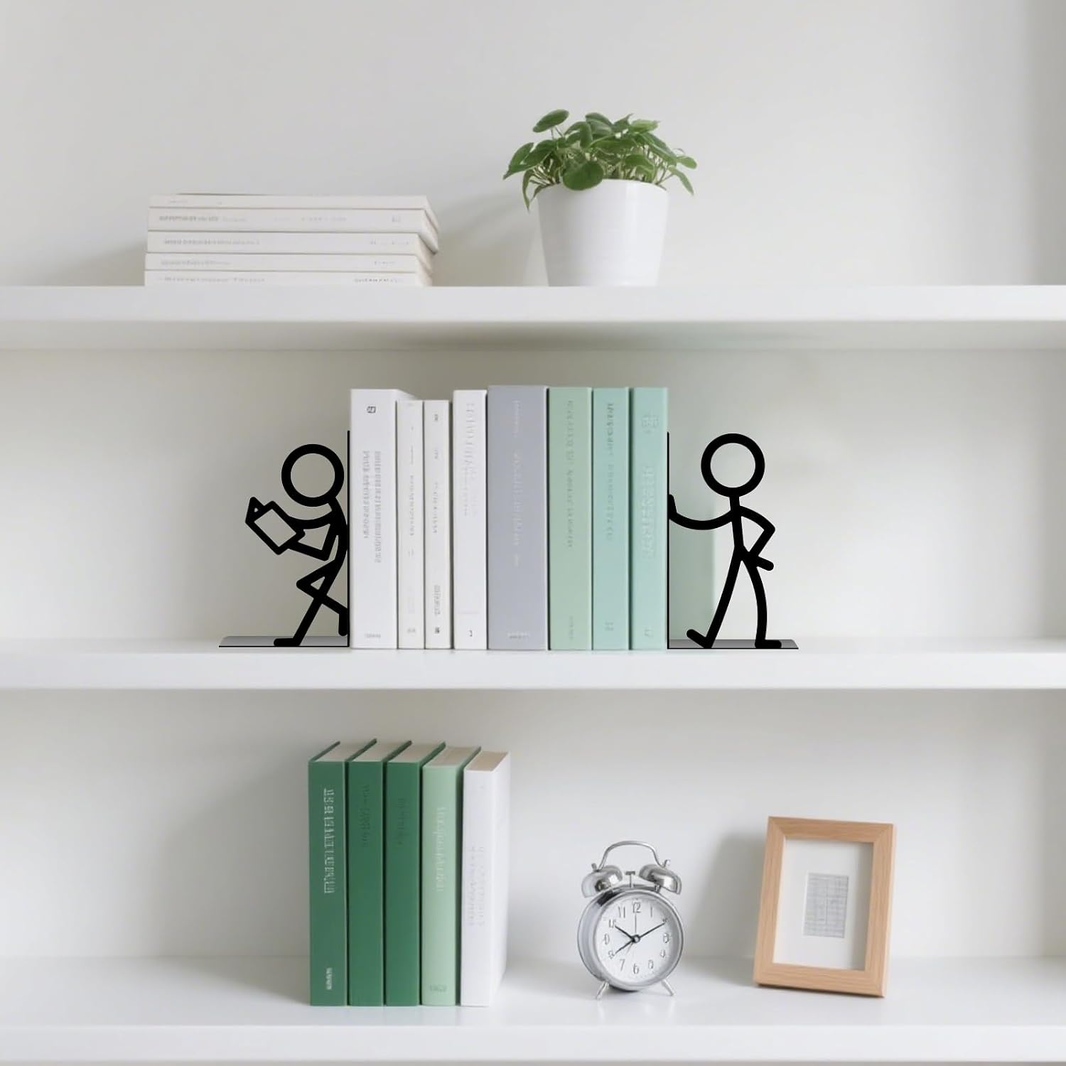 Metal Bookends Book Ends / Reading People / Black