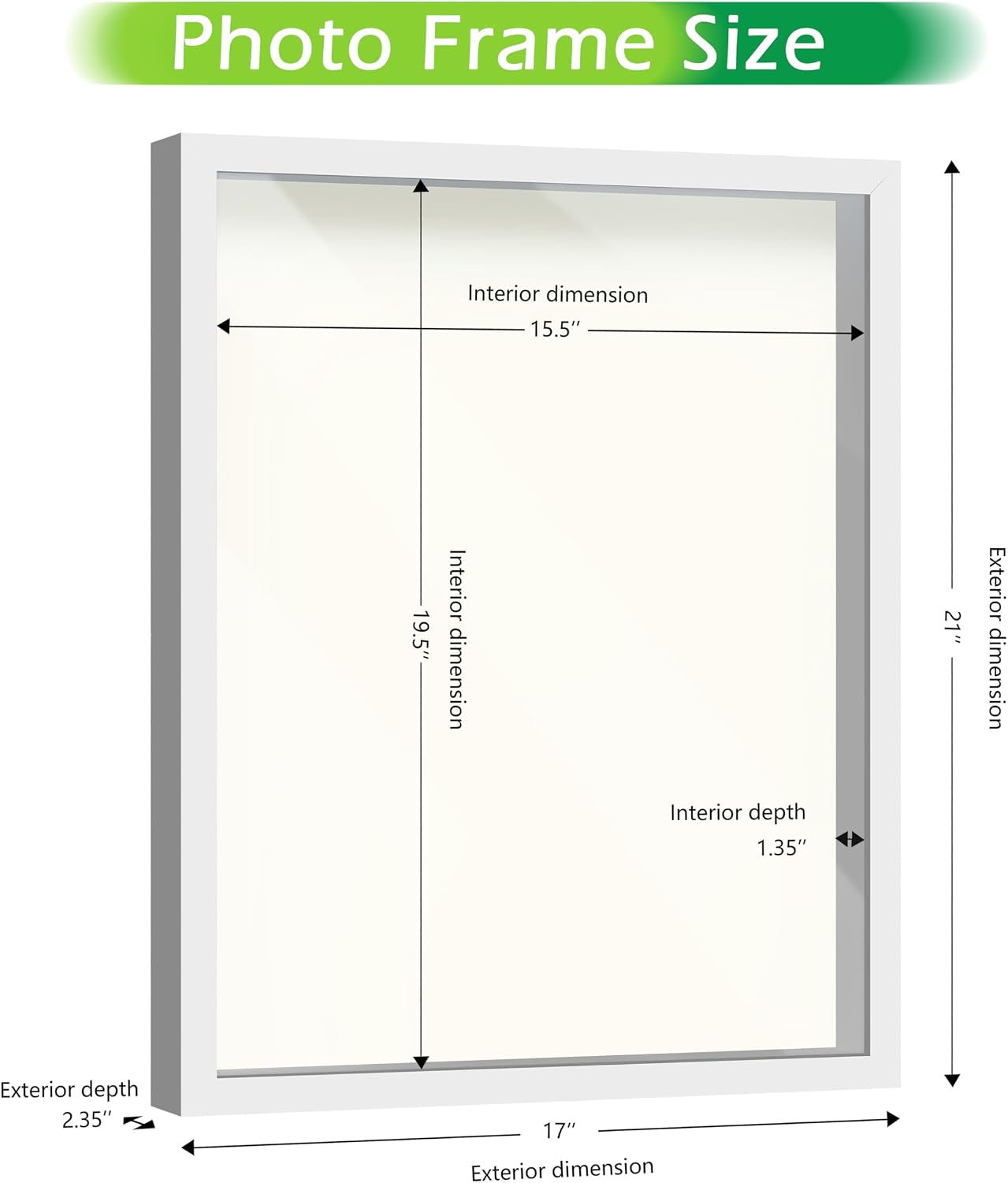 FrameWorks 16" x 20" Original White Wooden Shadow Box Frame – Soft Felt Back, Tempered Glass, and Included Elegant
