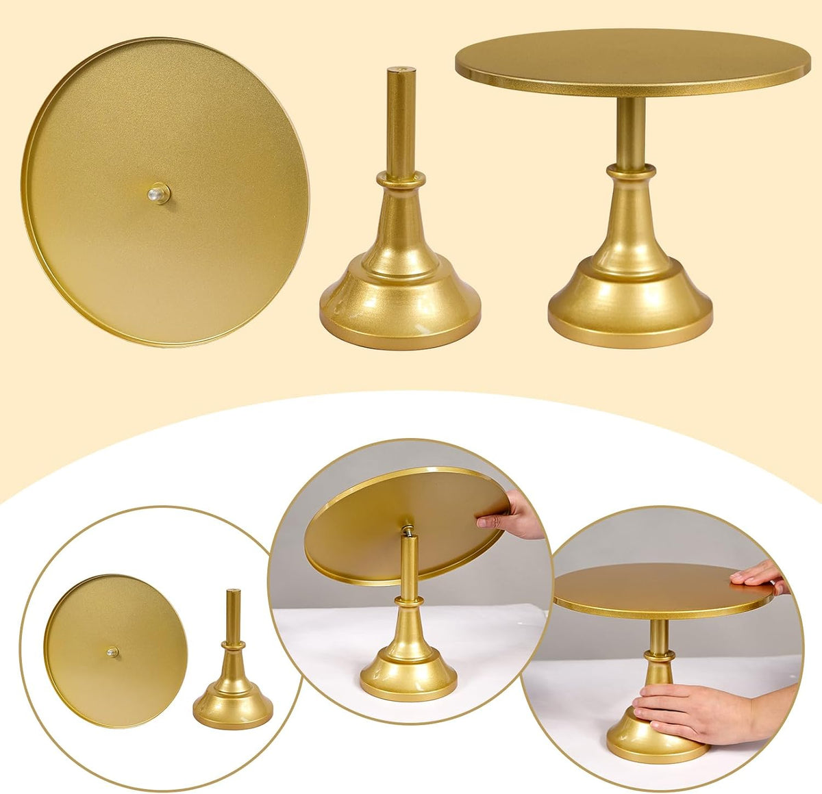 3 Piece Gold Cake Stand,8/10/12 Inch,Metal Round Cake Holder | Cake Stand Set,Dessert Display Stands,Table