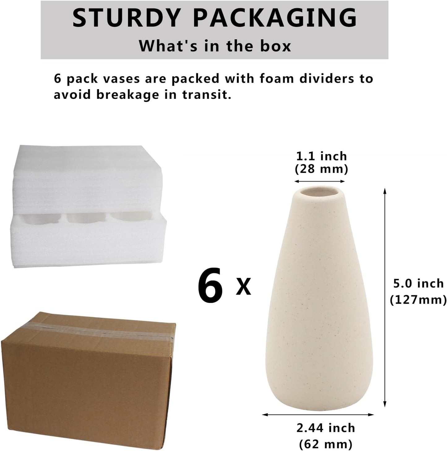 Boho Vases / Modern Vase for Flowers / Small / Light Yellow-c / Set of 6