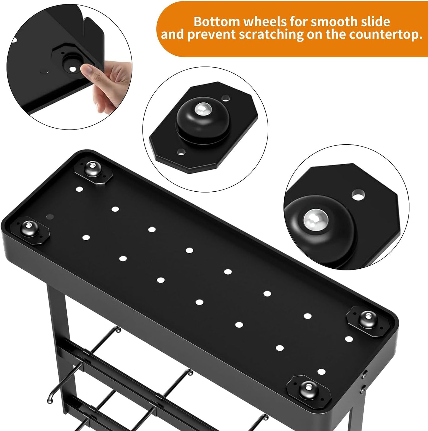 RCHYFEED 2 Tier Coffee Cup Holder with 16 Movable Hooks & Storage Basket | Sturdy Metal Countertop Mug Rack,Drain Tray