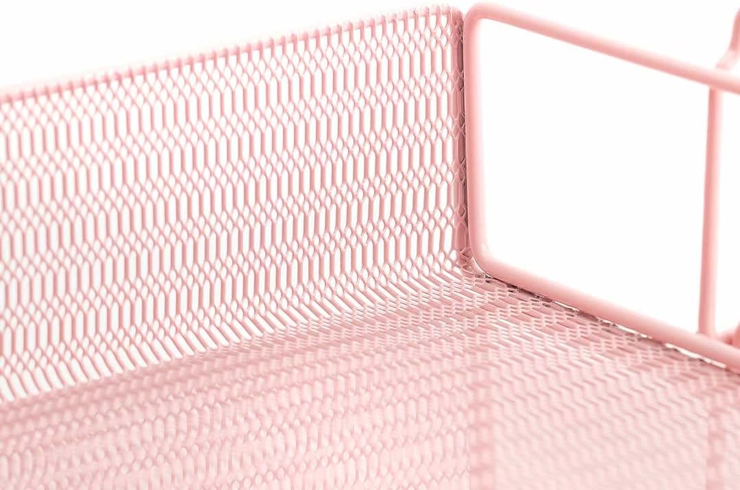 BLU MONACO | Paper Tray Stackable Pink Mesh Set of 2 | Stackable File Trays for Desk Organization | Tiered Desk