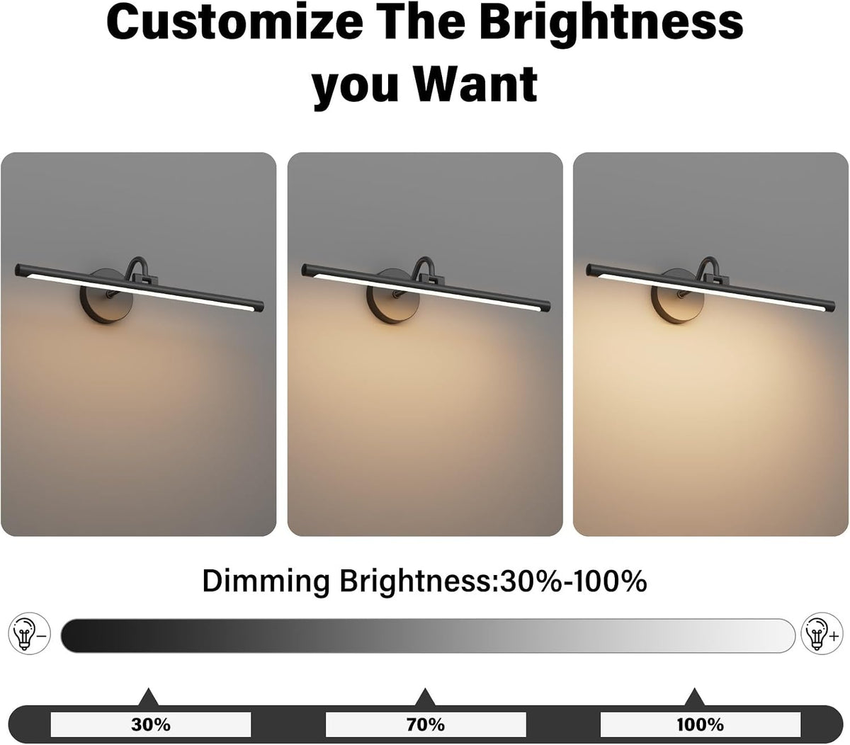 Tipace Hardwired Black Picture Lights for Paintings,23.6IN 3CCT Dimmable Modern Gallery Light with Remote Control Led