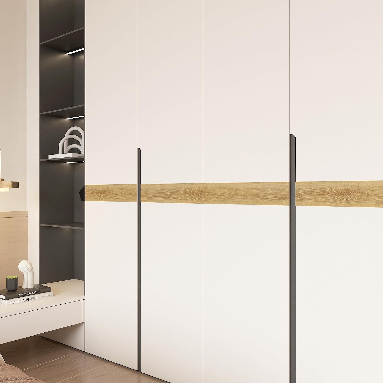 Natural Oak Wood Grain Wallpaper Border Peel and Stick Mirror Frame Border / 3 x 590 / Light Brown