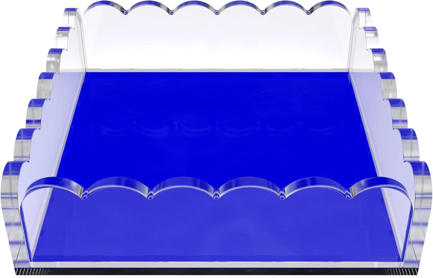 Scalloped Acrylic Tray / Navy / 8 x 8