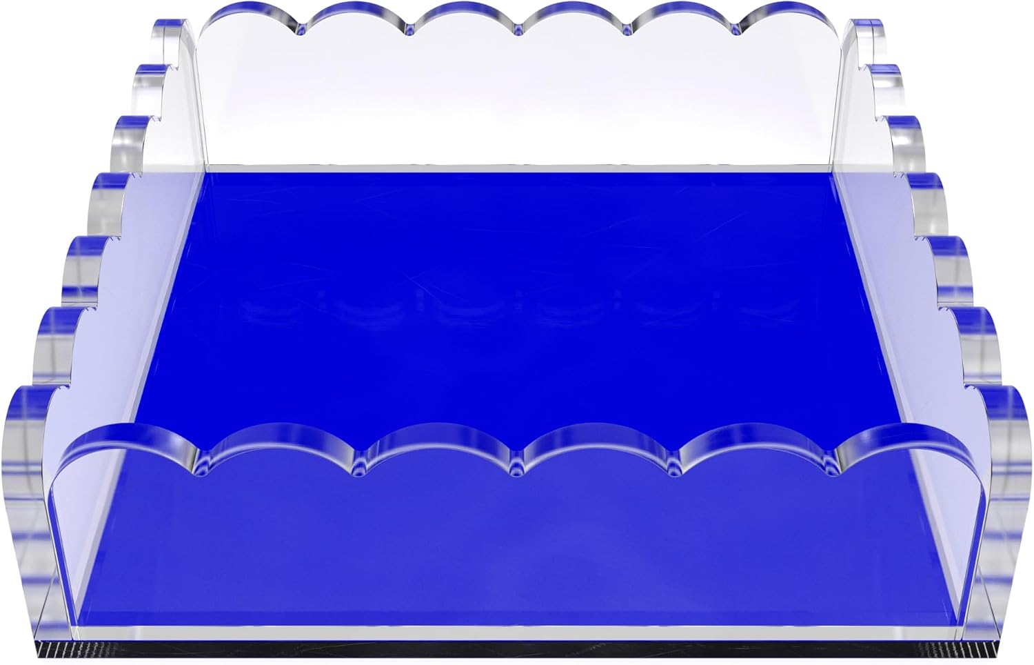 Scalloped Acrylic Tray / Navy / 8 x 8