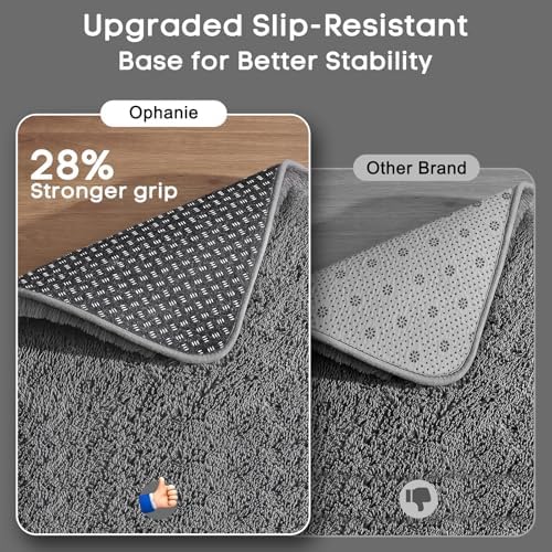 Ophanie Area Rugs 9x12 Living Room, Large Grey Bedroom Carpet, Big Shag Indoor Thick Soft Nursery Rug, Gray Fluffy