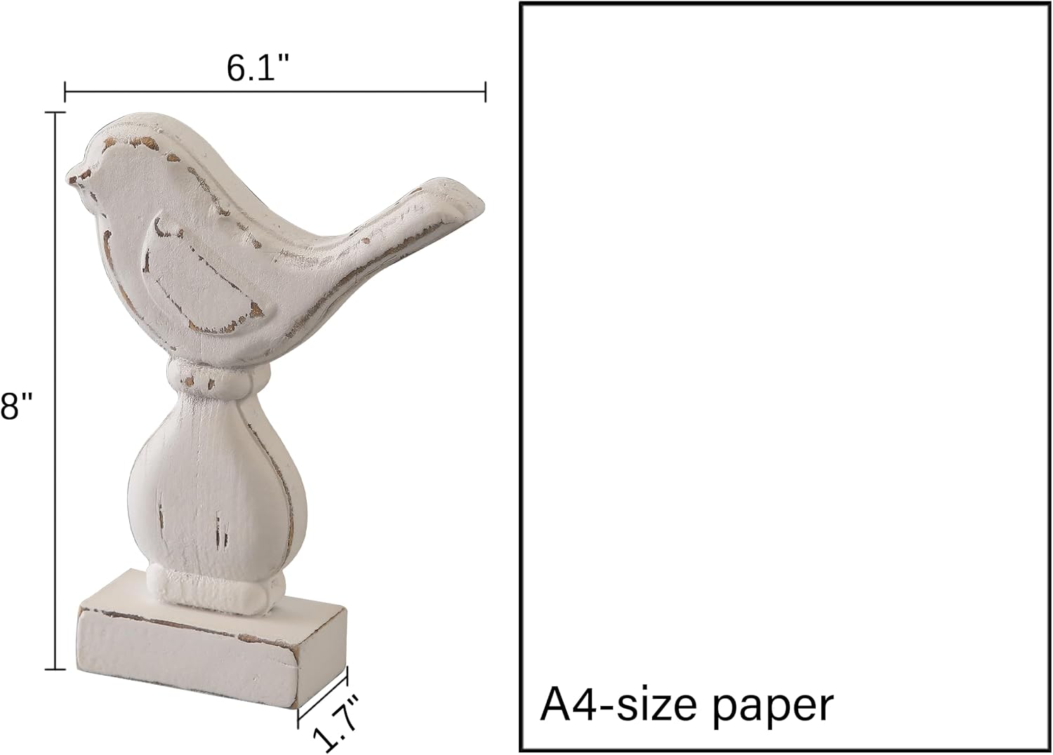 Farmhouse Small Bird Figurines Home Decor / White / 6 x 8