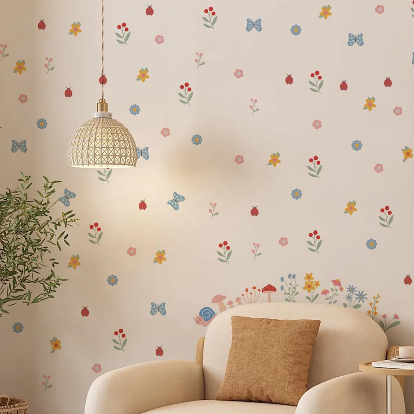 Boho Flower Wall Decal Stickers Butterfly Kids Toddler / Flower B / 8.66inches*6.3inches*12sheets