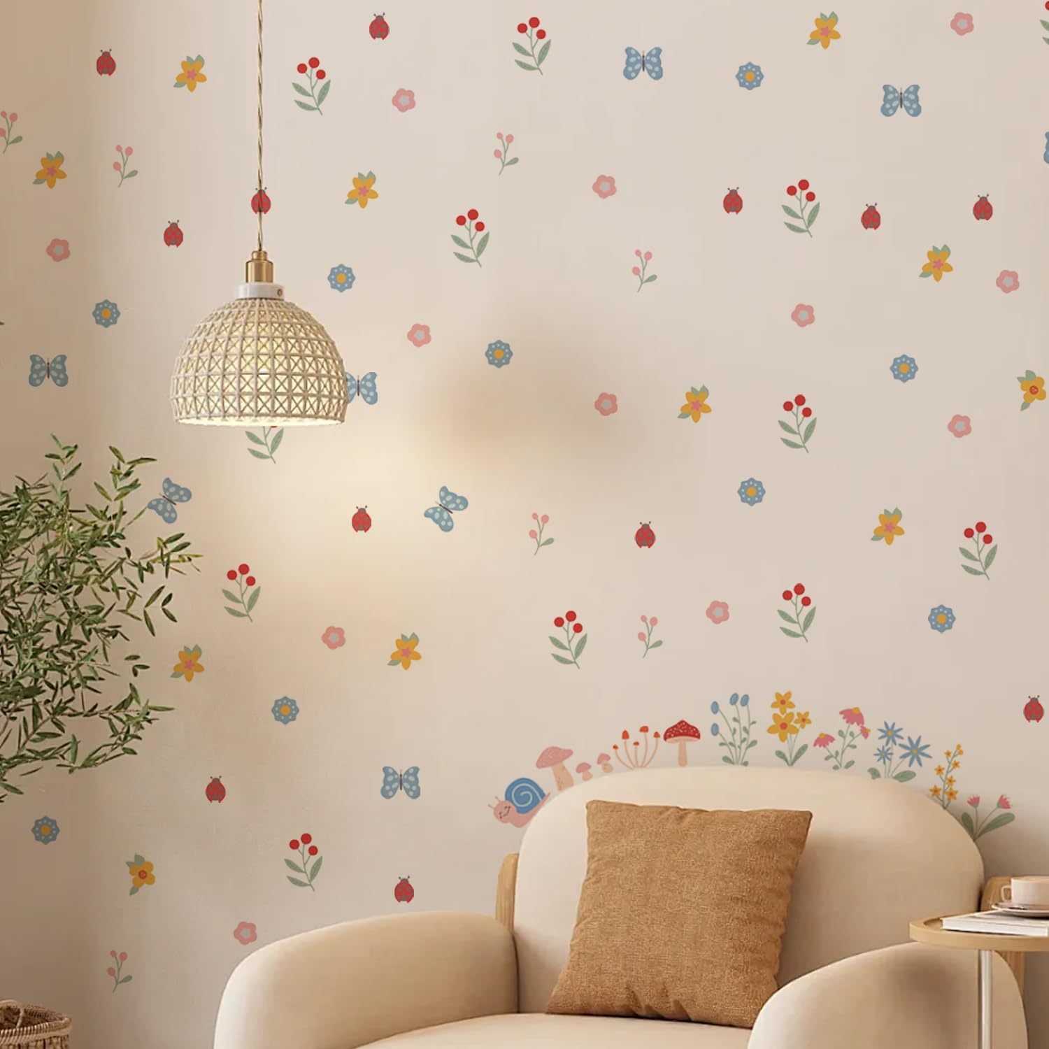 Boho Flower Wall Decal Stickers Butterfly Kids Toddler / Flower B / 8.66inches*6.3inches*12sheets