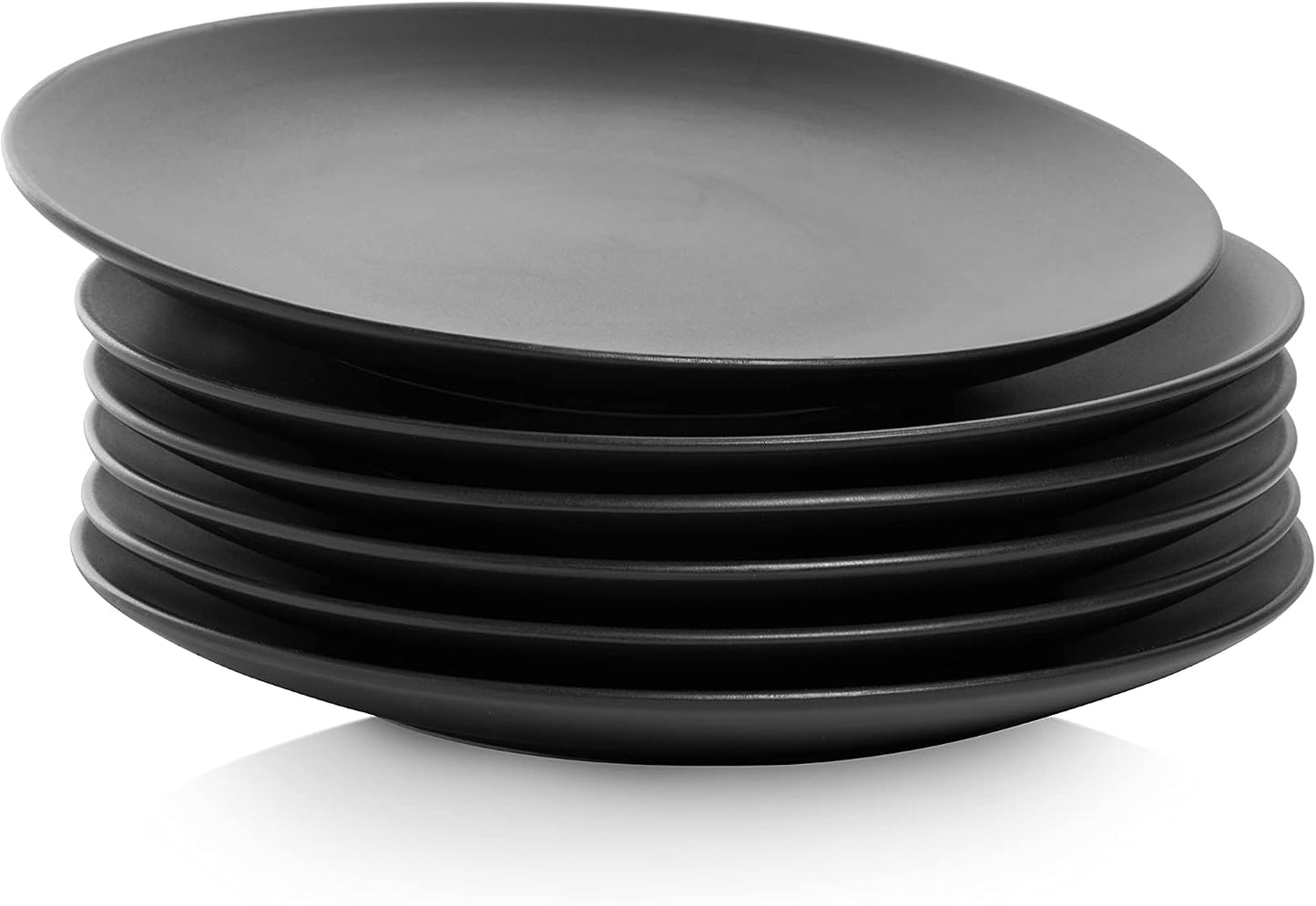 10 Strawberry Street Wazee Matte 10.5" Coupe Dinner Plate, Set of 6, Black
