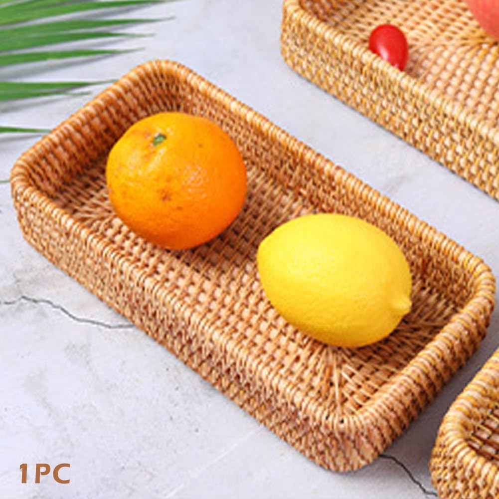 Rattan Bathroom Vanity Tray / Brown