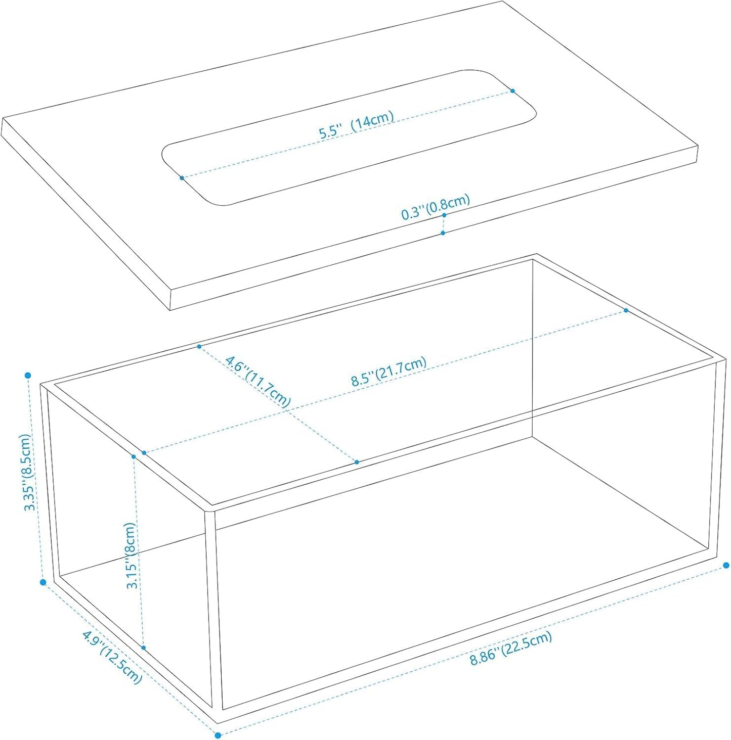 Clear Acrylic Facial Tissue Box Cover Holder / Clear+black