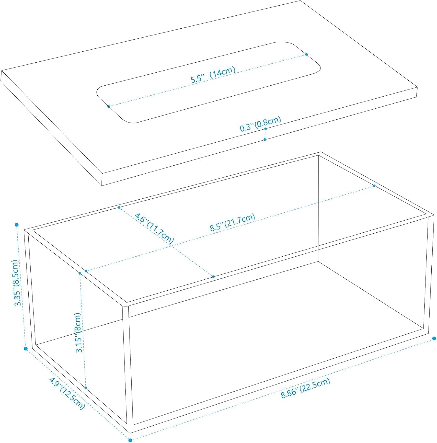 Clear Acrylic Facial Tissue Box Cover Holder / Clear+black