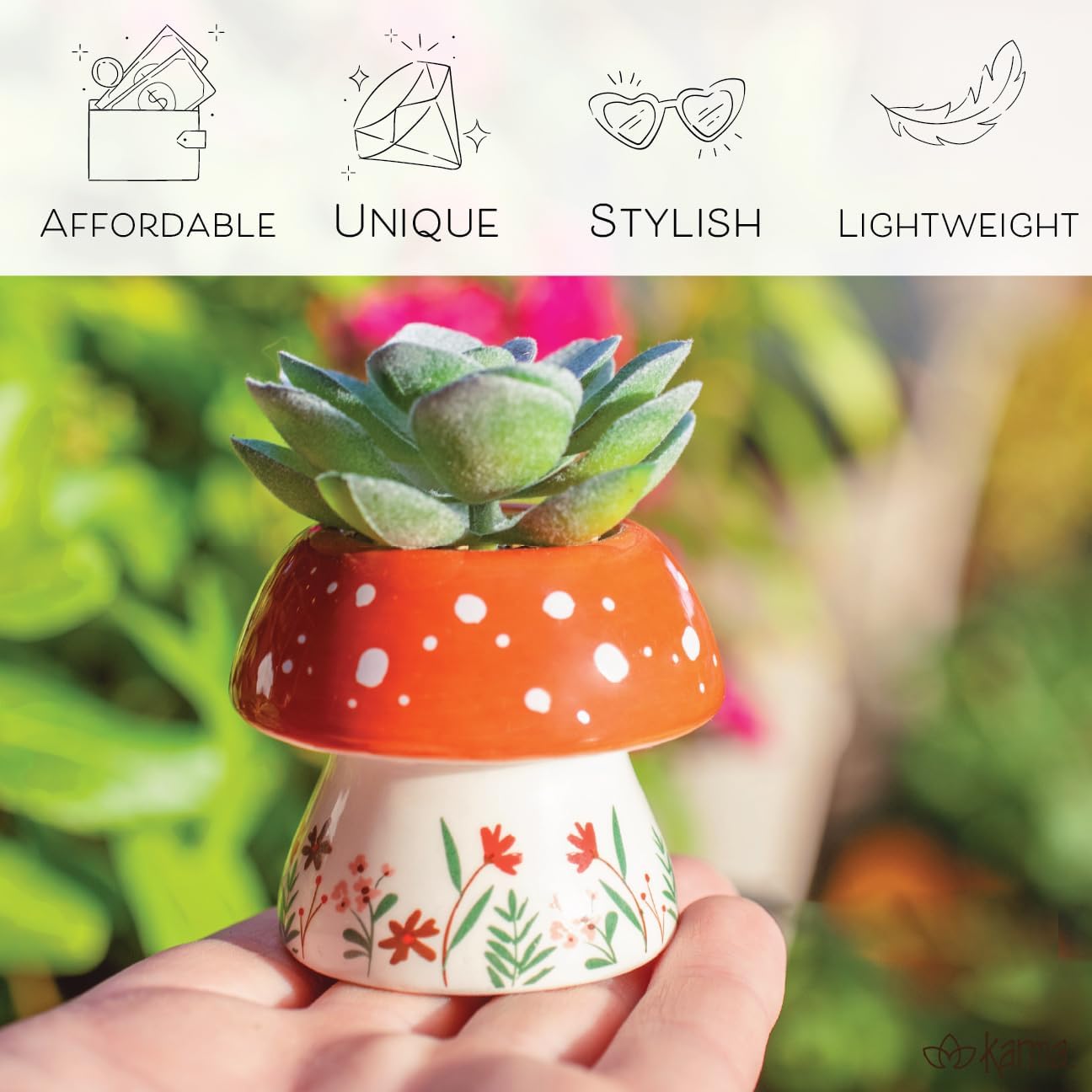 Faux Mini Succulent Plant / Books