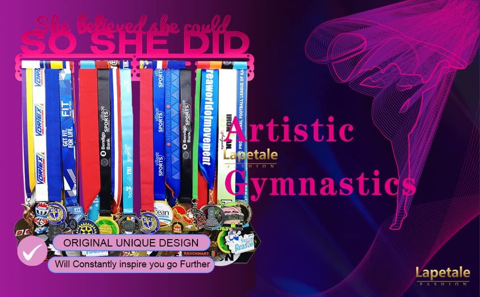Medal Hanger Holder Display Wall Rack Frame Shelf-Medal Hanger Awards Ribbon Cheer,Gymnastics,Soccer,Softball Holder