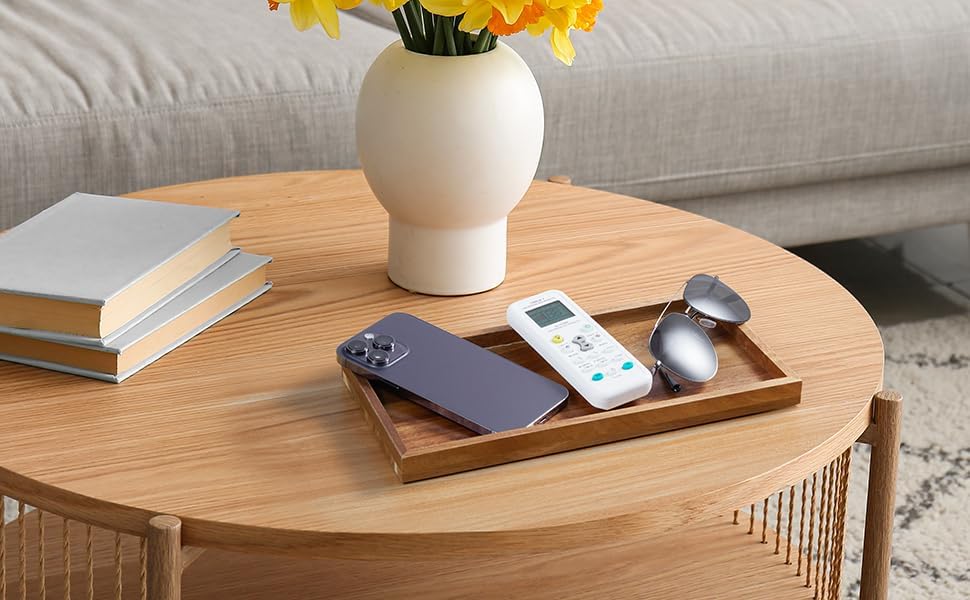 Wood Decorative Tray for Toilet Tank Makeup Perfume Jewelry / 6 x 0.8 x 11.7 / Acacia