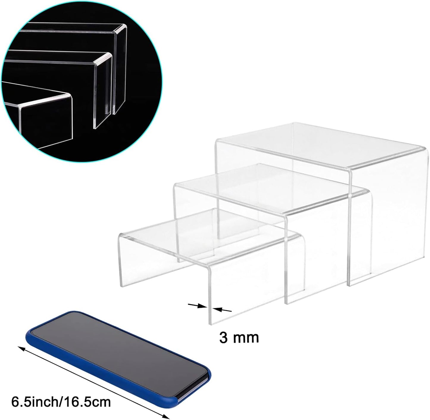 Acrylic Display Risers Product Stand / 4 x 5 x 6 / Clear Risers / Set of 2