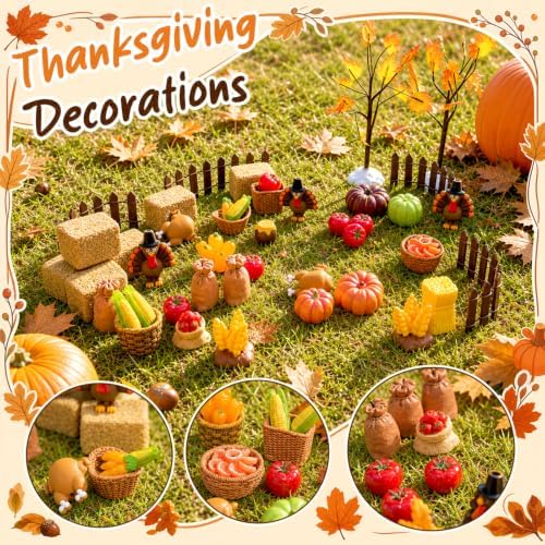 Warmtree Fall Resin Figures, 44 Pcs Thanksgiving Miniatures