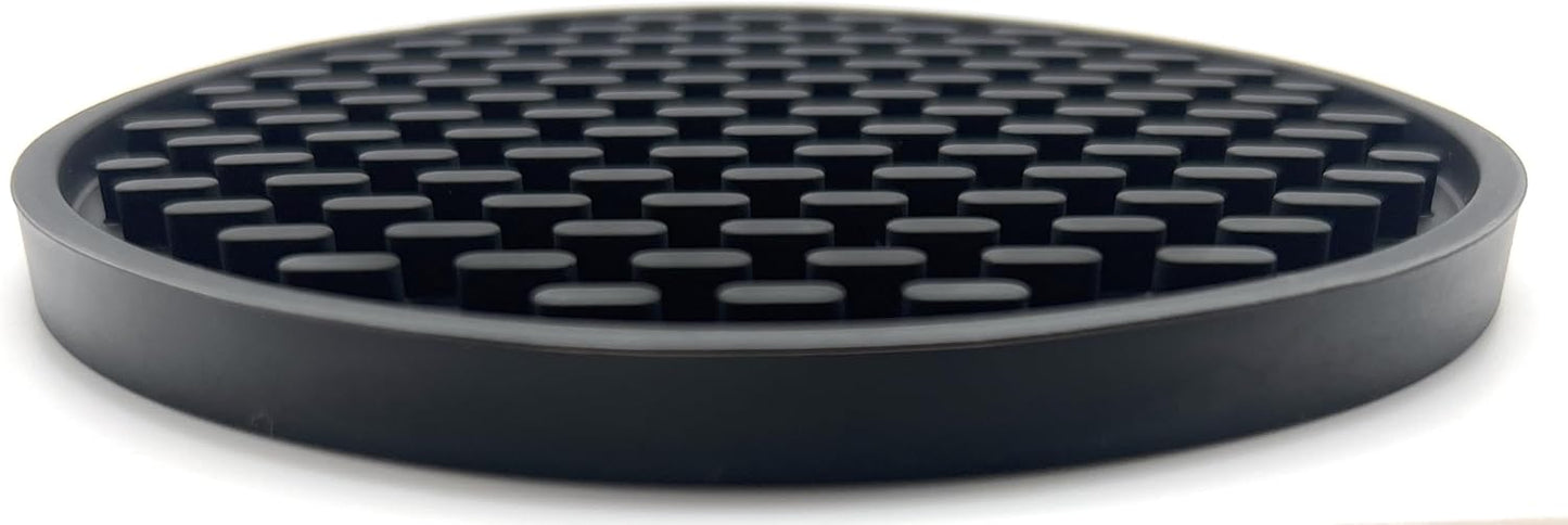 Holder / Bar Mat Style Silicone Beverage Coasters / Black / 4.25 Inch / Set of 6